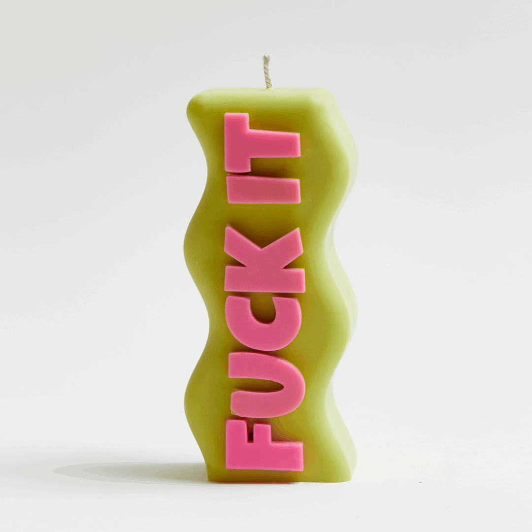 "FUCK IT" CANDLE - GREEN & PINK