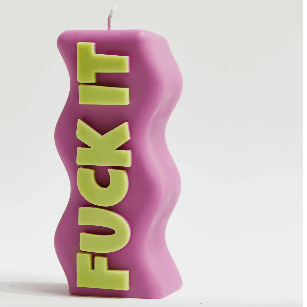 "FUCK IT" CANDLE - LILAC & GREEN