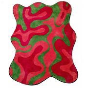 WAVEY RUG - GREEN, PINK & RED