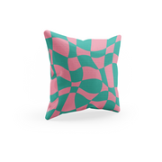 BLUE & PINK WAVEY CHECK CUSHION COVER